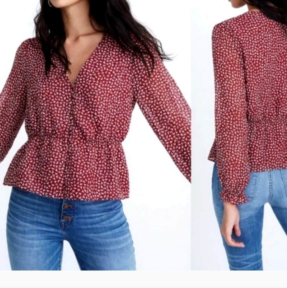 Plus size ditsy floral Madewell peplum blouse